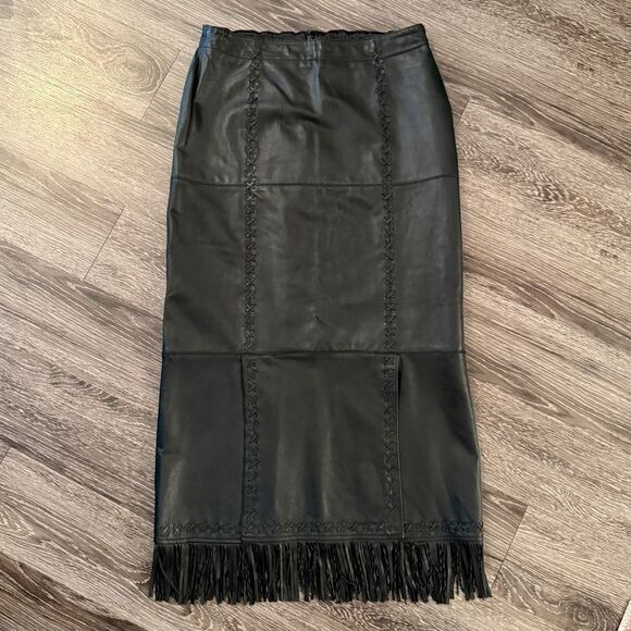 Double D Ranch Fringe Leather Skirt - Picture 1 of 8